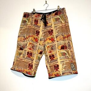 Kanvas By Katin ~ Comic Strip Swim Surf Trunks ~ Board Shorts ~ Mens Size 33